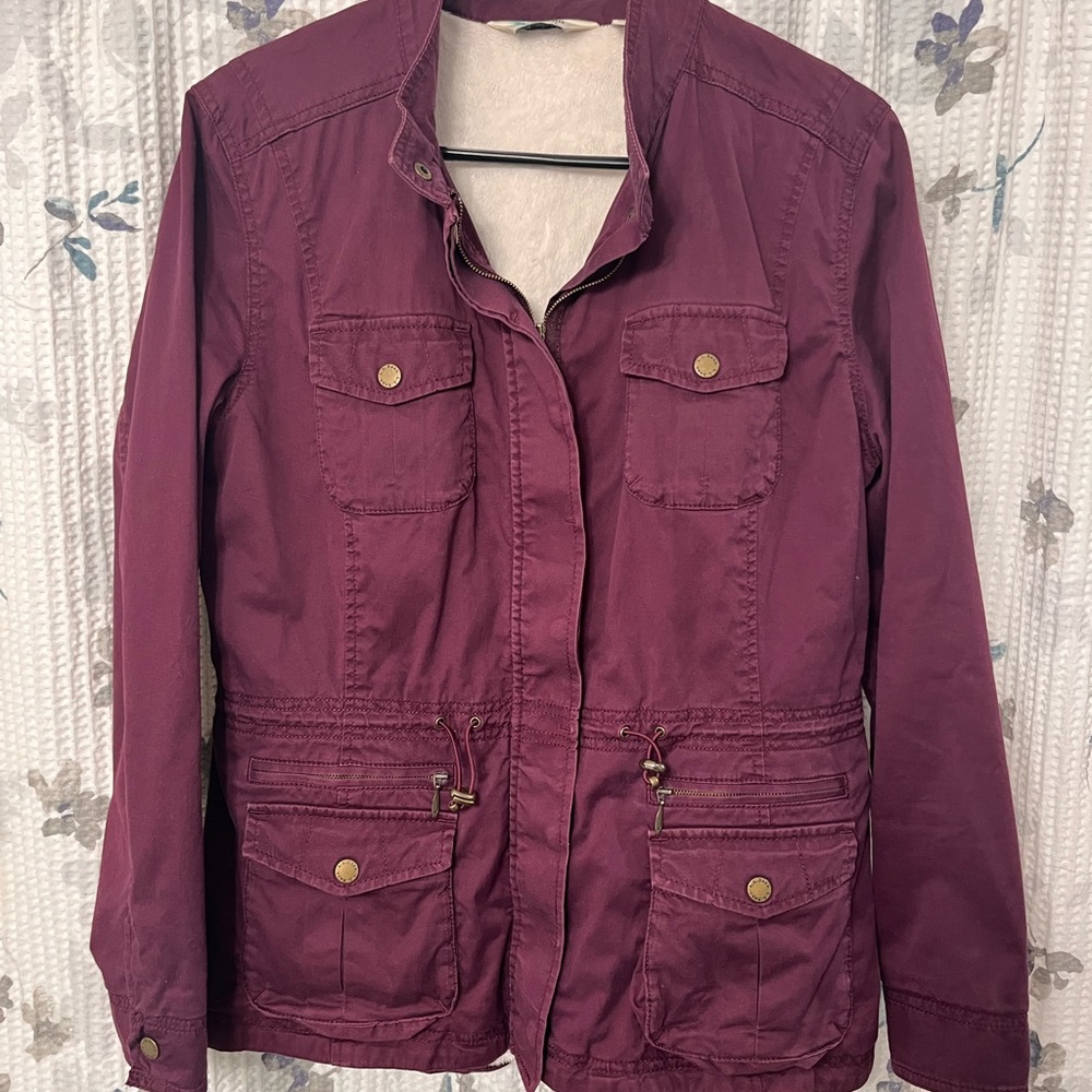 L.L. Bean Women's Plum Utility Jacket with Sherpa Lining. Size M Regular